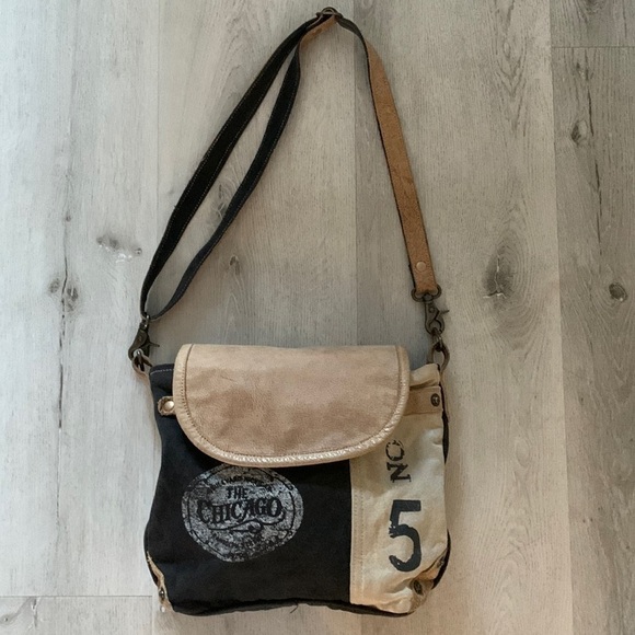Myra Bag Brown black Chicago distressed Crossbody/Shoulder Bag Genuine Leather - Picture 2 of 16